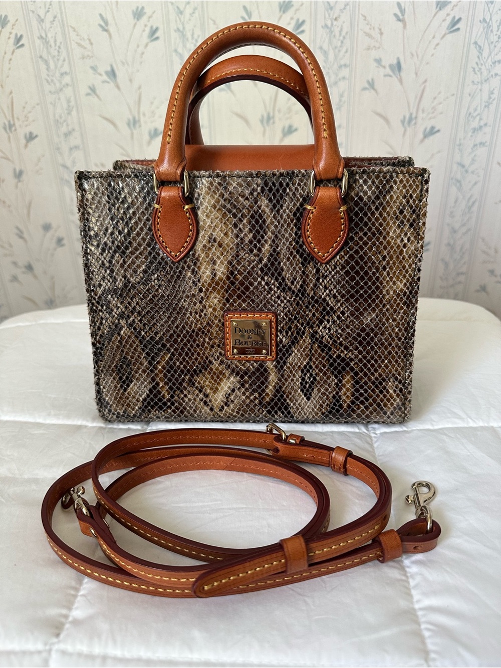 Dooney & Bourke Brown Snake-Print Satchel
